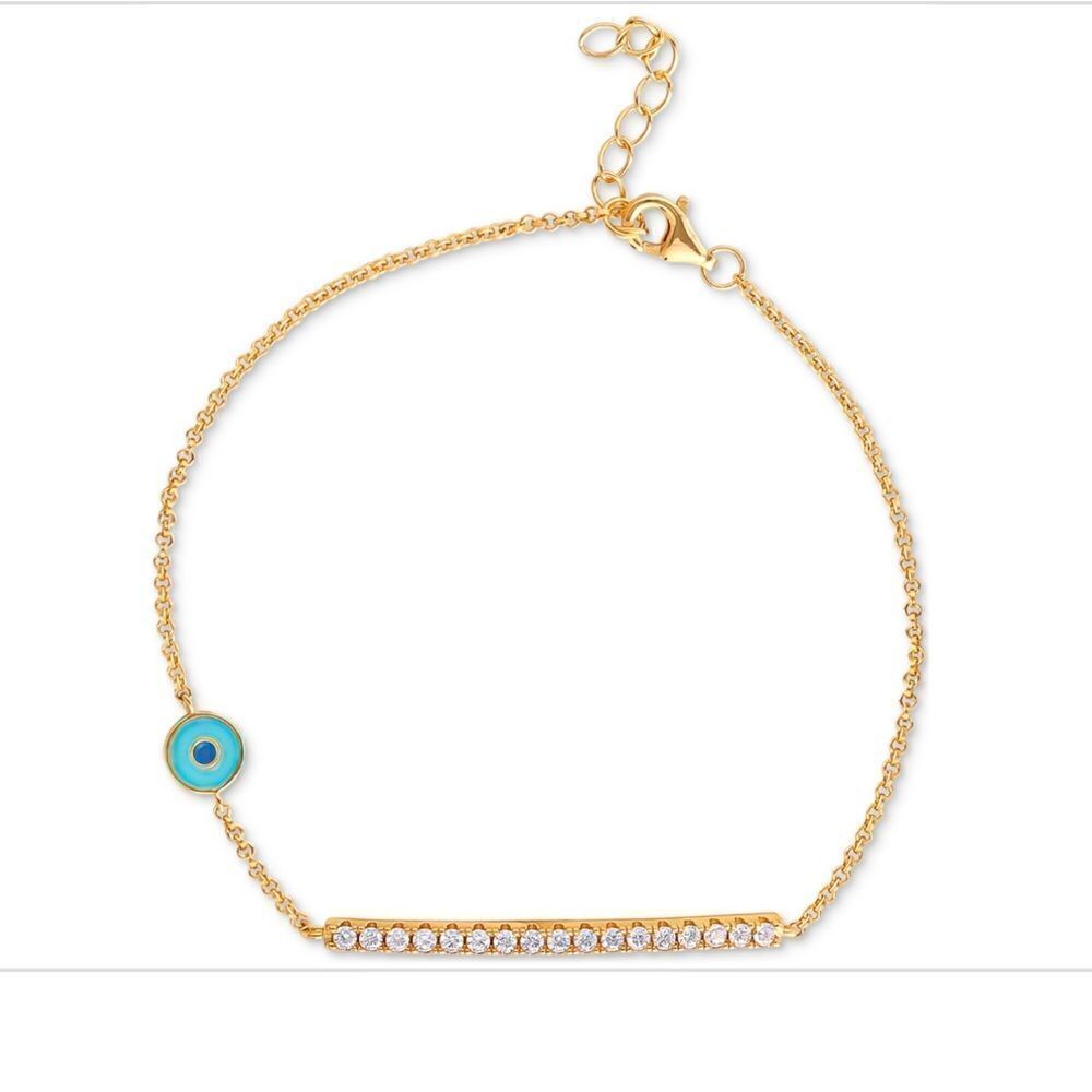 NWT Giani Bernini CZ linear Evil Eye Link Bracelet in 18k Plated Sterling Silver